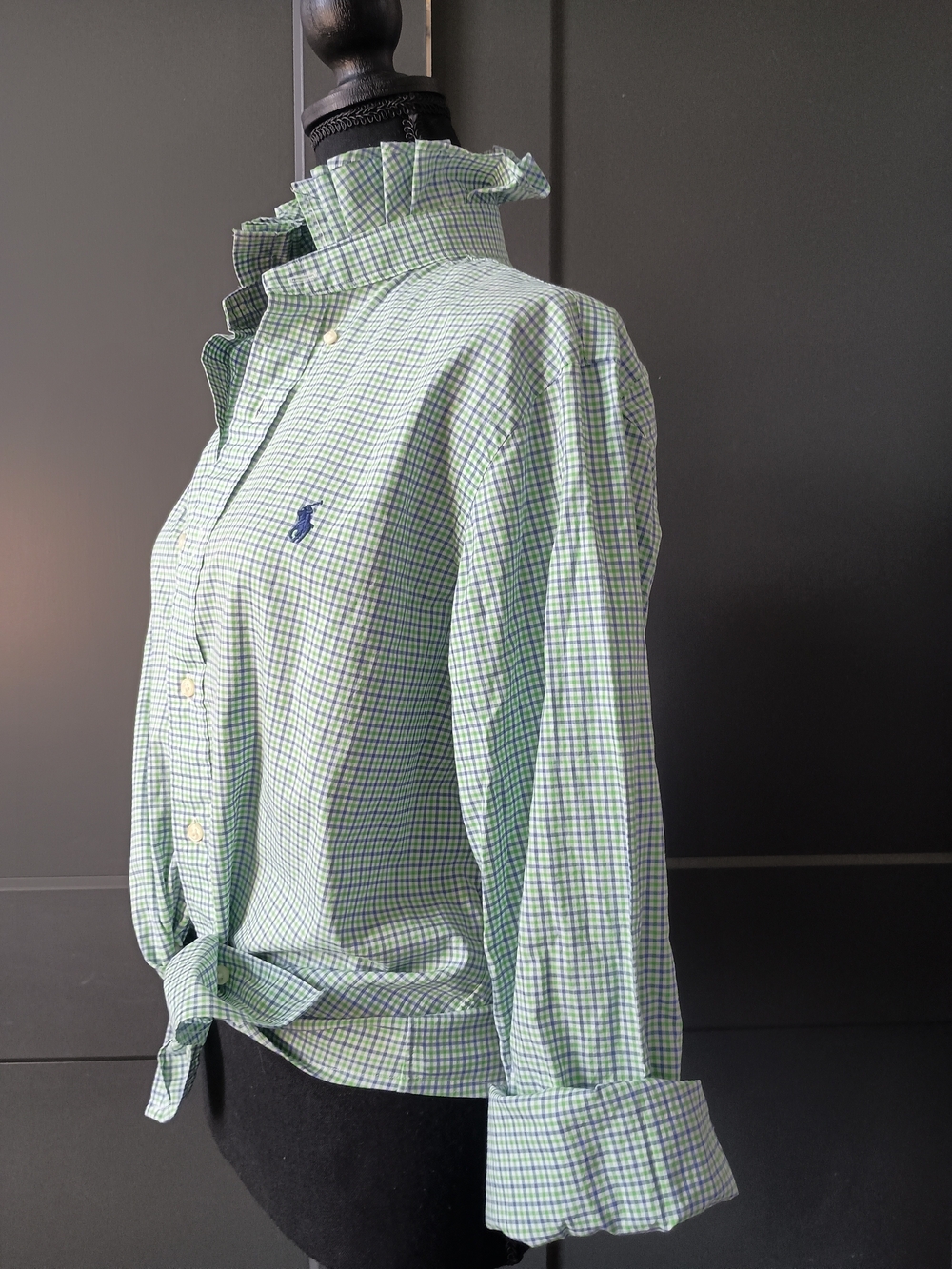 Upcycled Women's Ralph Lauren Ruffled Collar Shirt #116